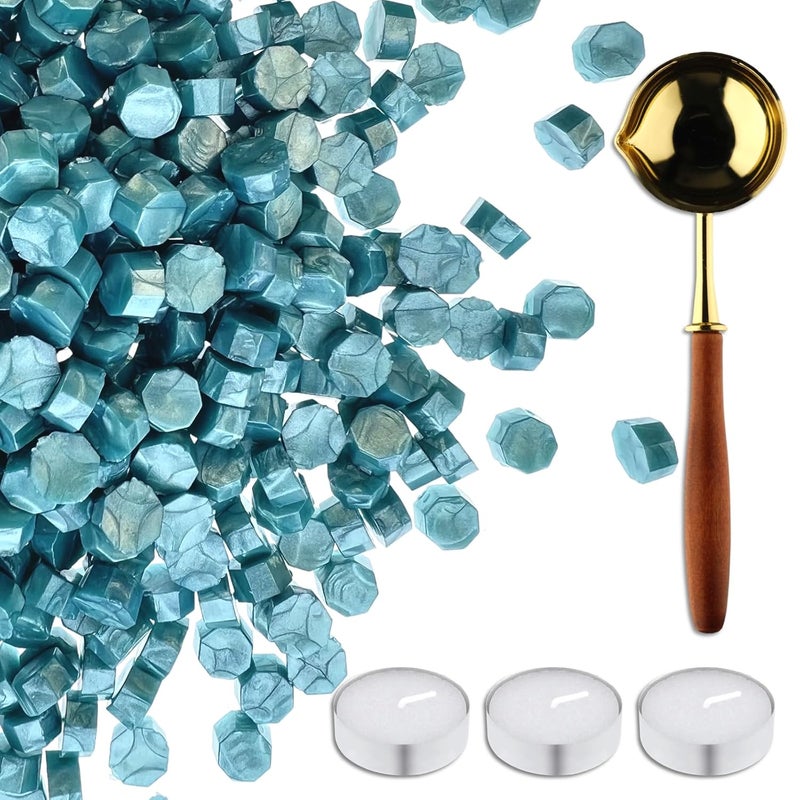 Cazzon 420 Pcs Vintage Wax Sealing Beads for Wax Seal Stamp, Antique Decor for Wedding Invitations, Envelope, Letters, DIY Crafts Gift Wrap (Blue B) - Image 1